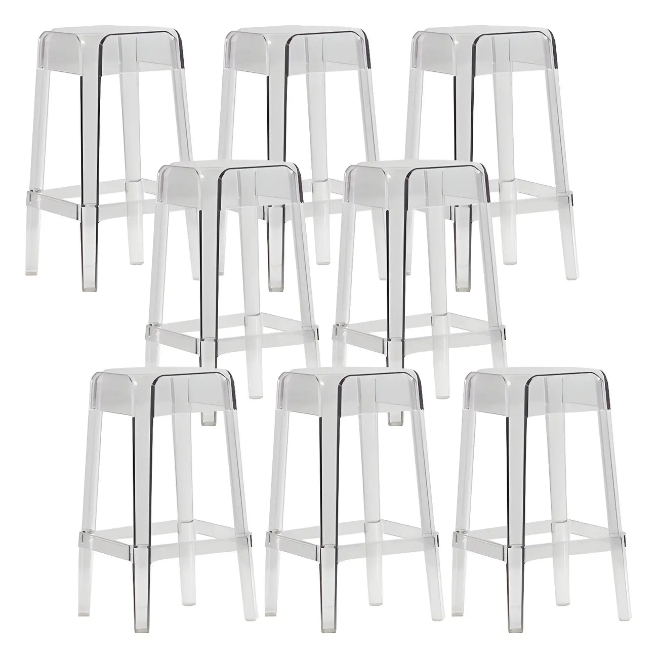 Vibrant Colors Acrylic No Backrest Stackable High bar Stool