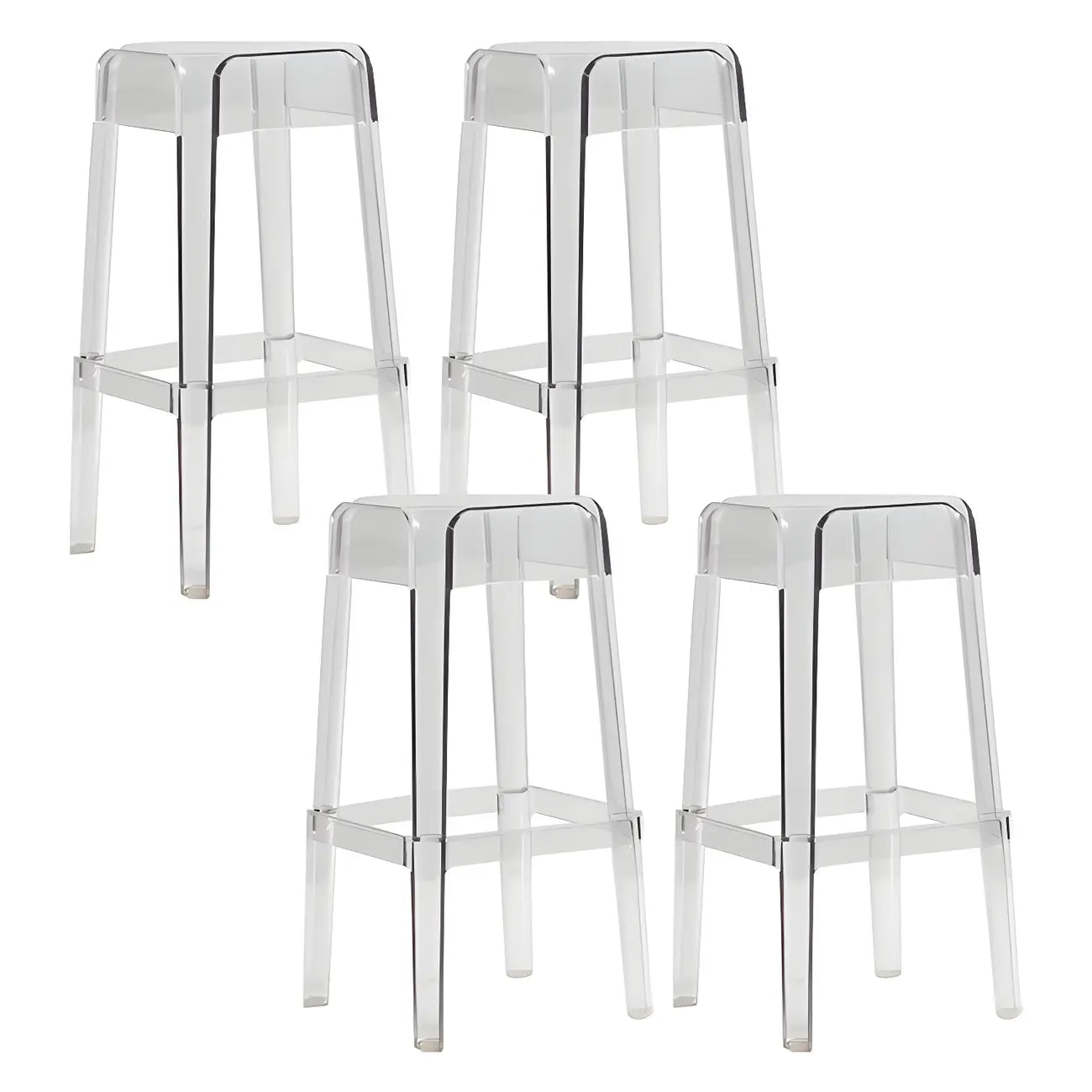 Vibrant Colors Acrylic No Backrest Stackable High bar Stool