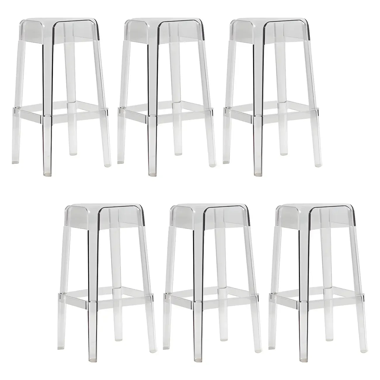 Vibrant Colors Acrylic No Backrest Stackable High bar Stool