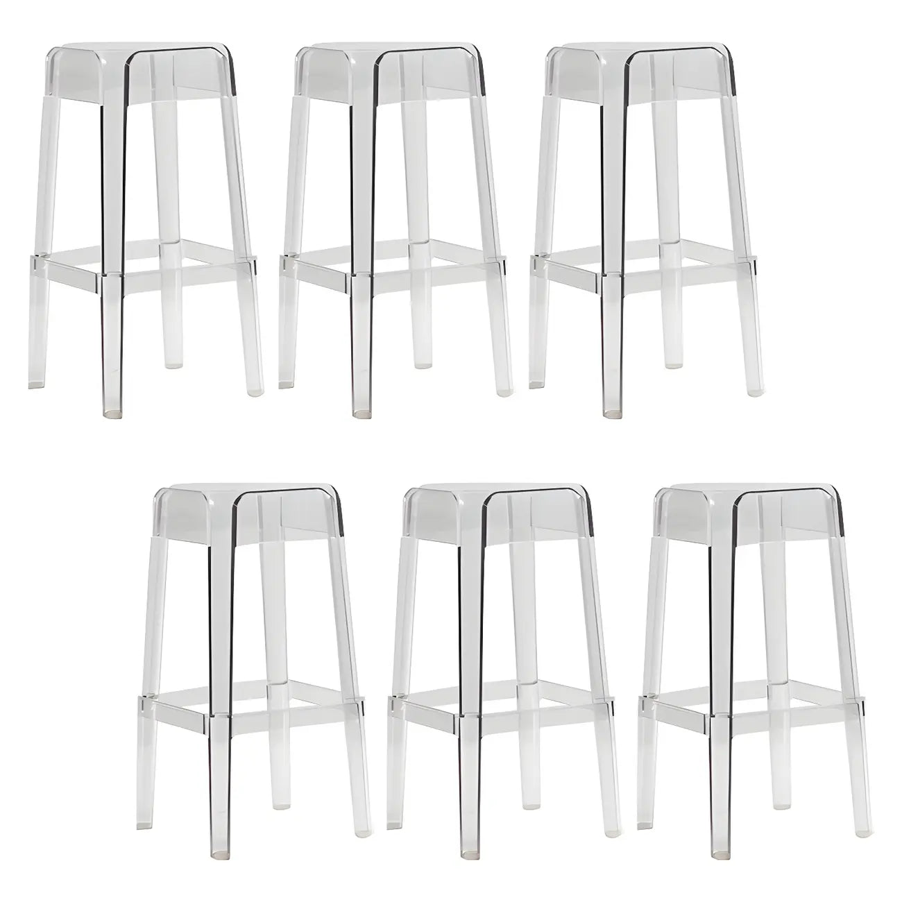 Vibrant Colors Acrylic No Backrest Stackable High bar Stool