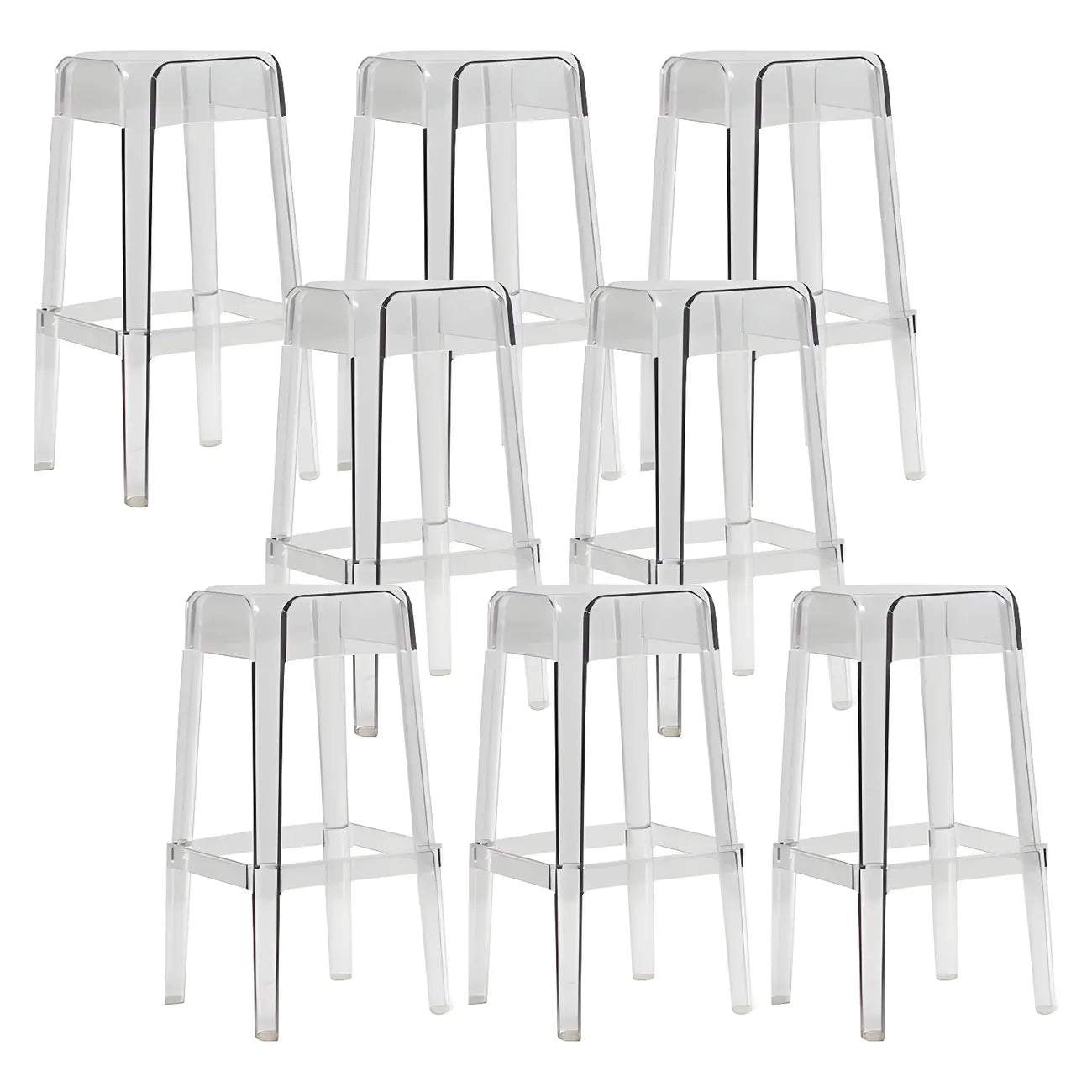 Vibrant Colors Acrylic No Backrest Stackable High bar Stool