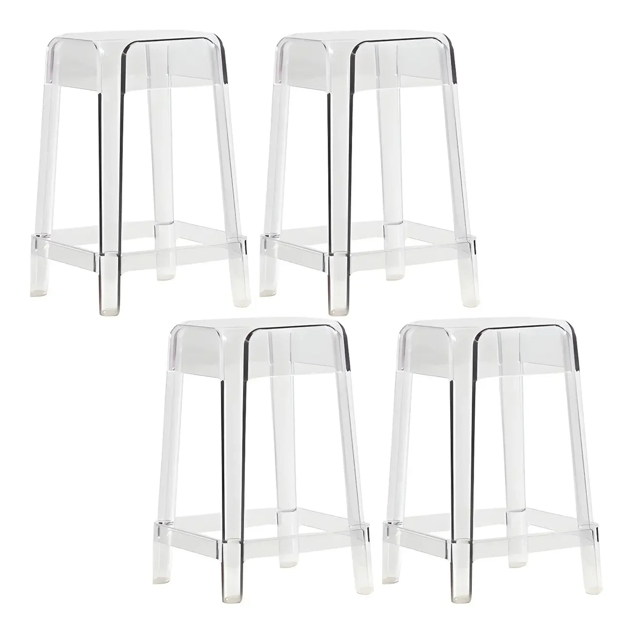 Vibrant Colors Acrylic No Backrest Stackable High bar Stool