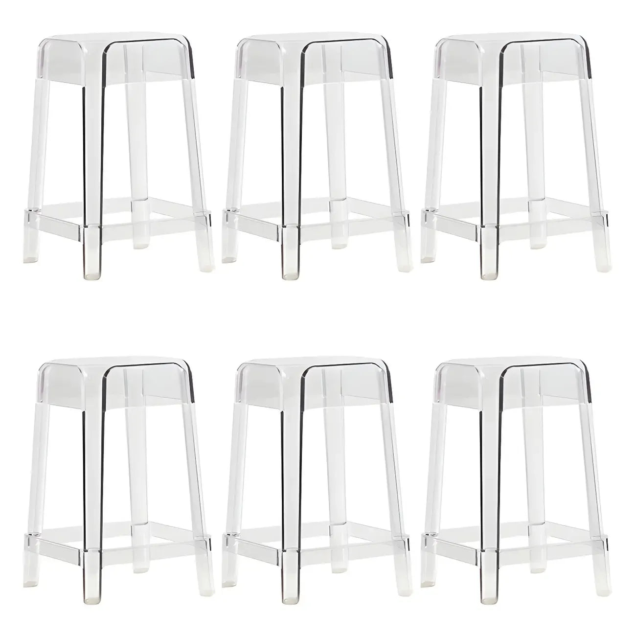 Vibrant Colors Acrylic No Backrest Stackable High bar Stool