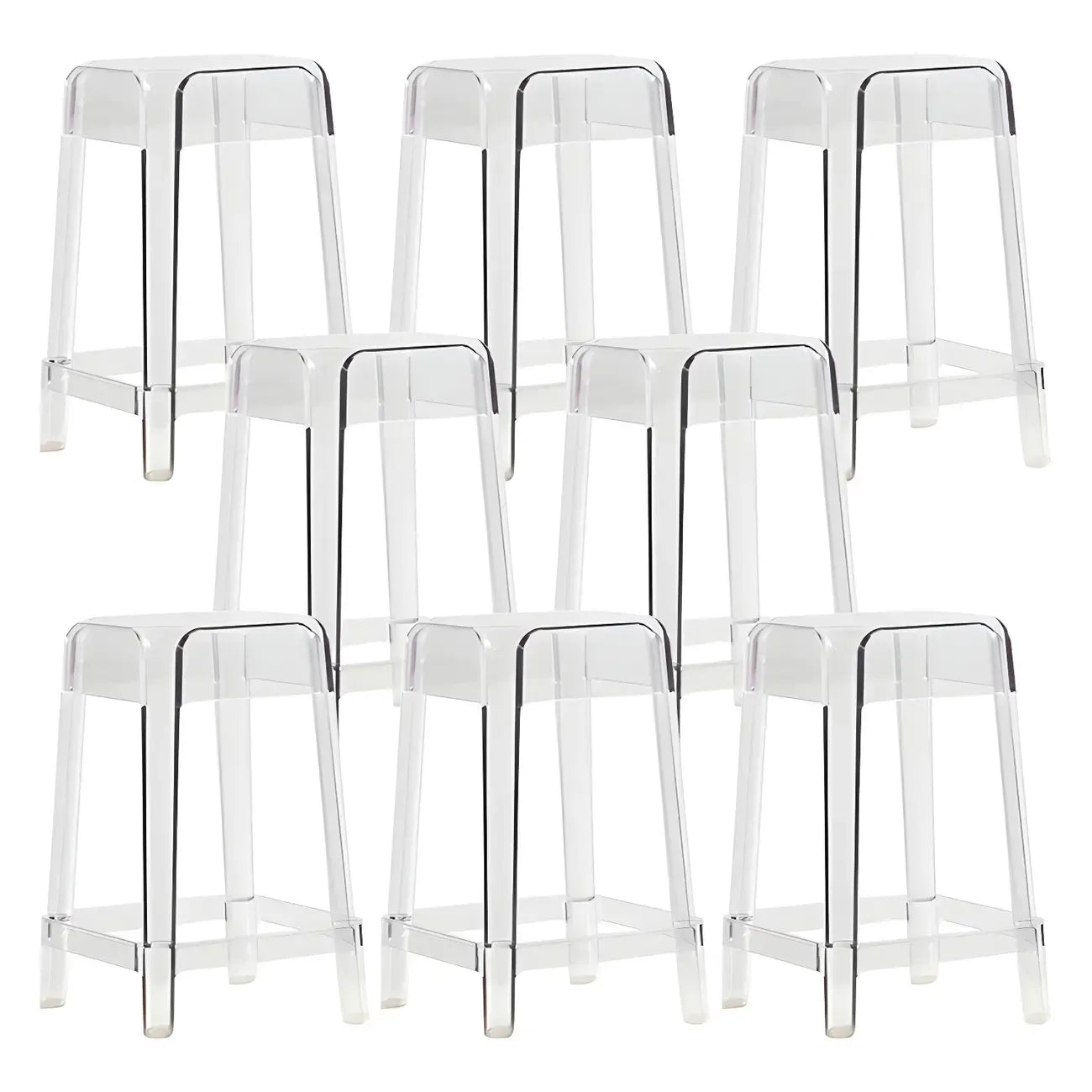 Vibrant Colors Acrylic No Backrest Stackable High bar Stool