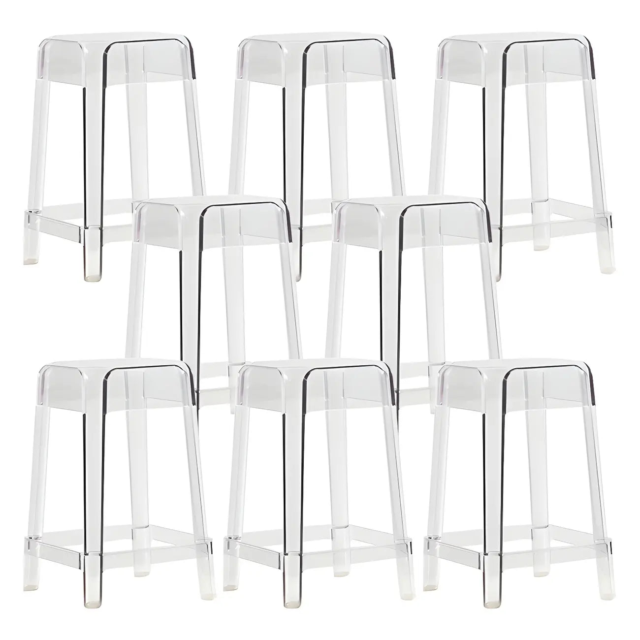Vibrant Colors Acrylic No Backrest Stackable High bar Stool