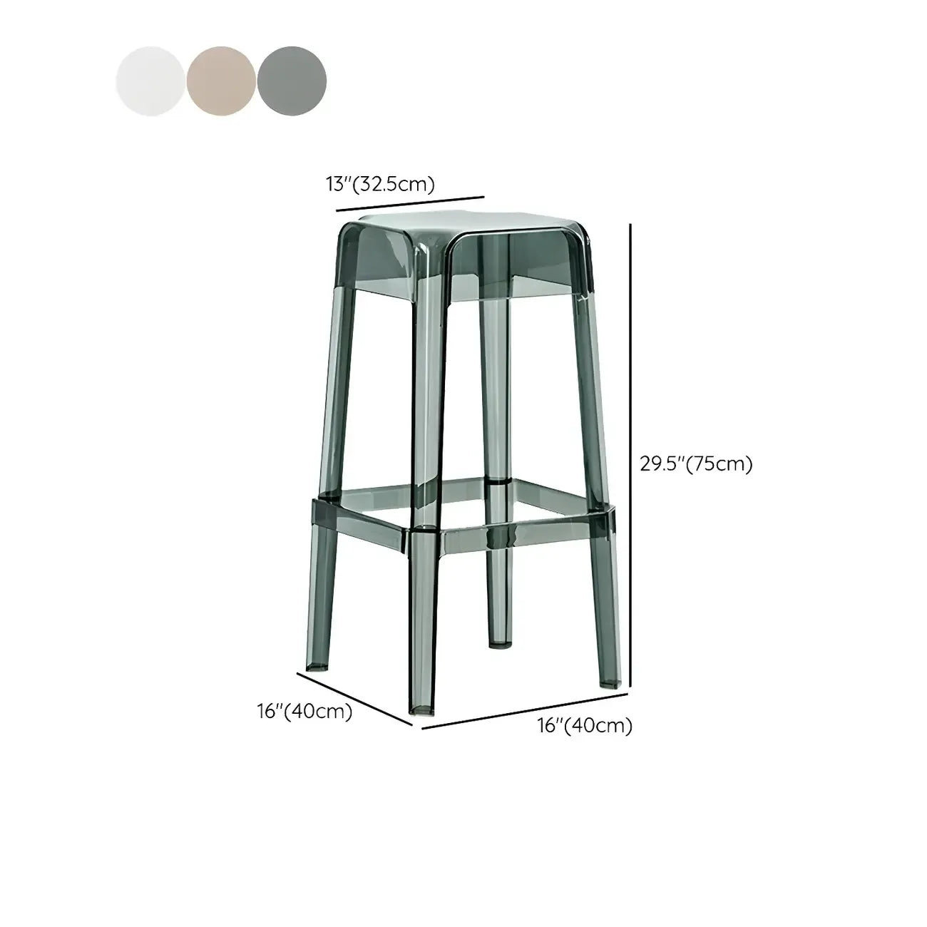 Vibrant Colors Acrylic No Backrest Stackable High bar Stool