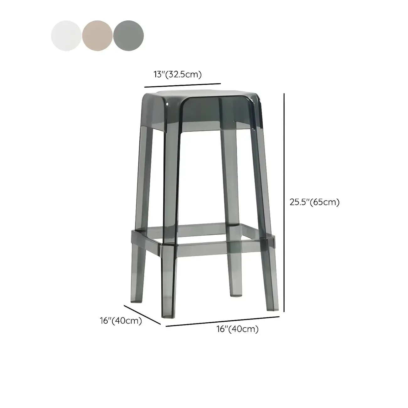 Vibrant Colors Acrylic No Backrest Stackable High bar Stool