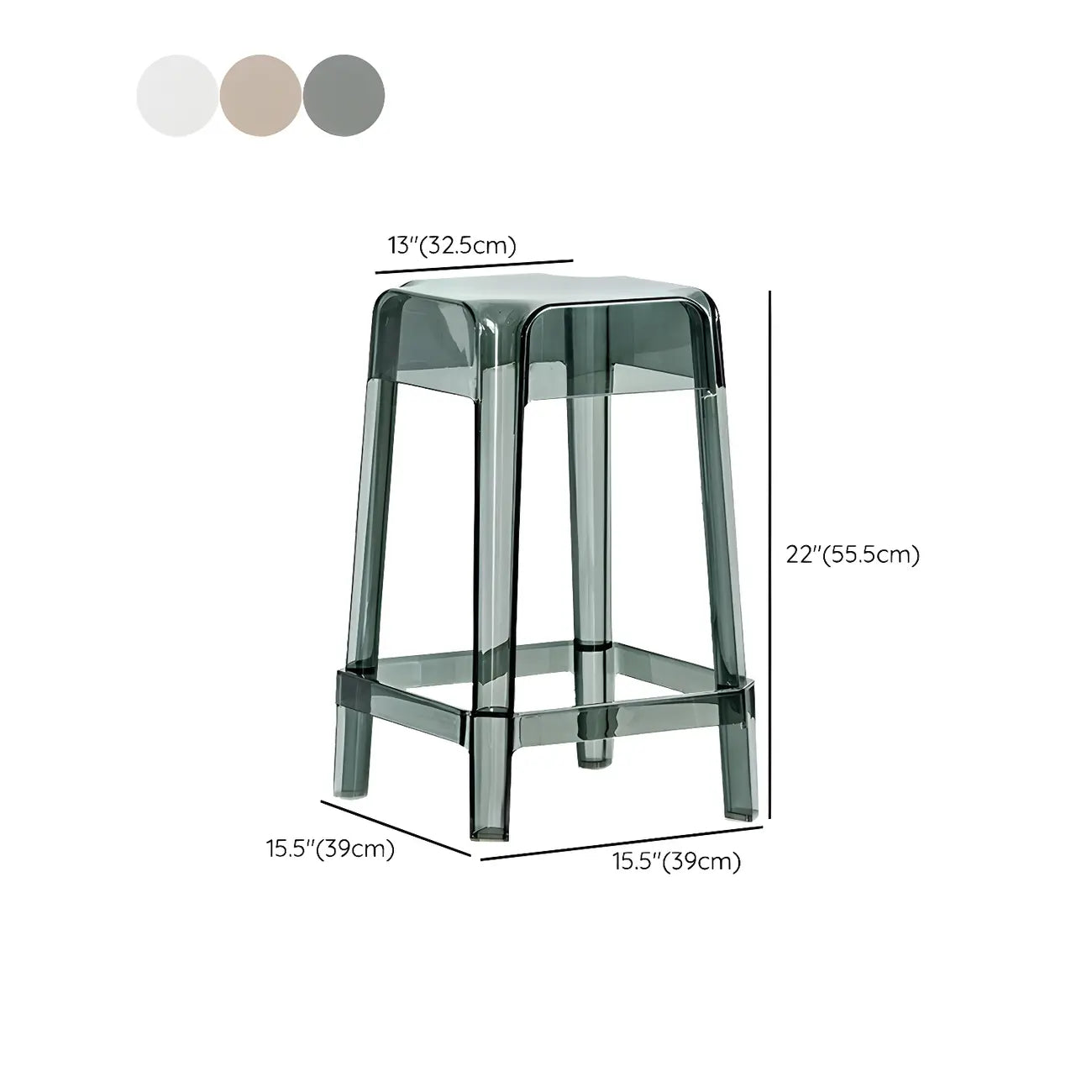 Vibrant Colors Acrylic No Backrest Stackable High bar Stool