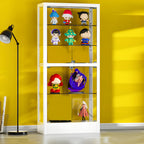 Adjustable Shelves White Glass Locking Curio Cabinet