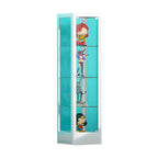 Adjustable Shelves White Glass Locking Curio Cabinet