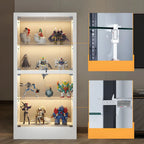 Adjustable Shelves White Glass Locking Curio Cabinet