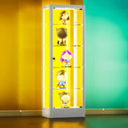 Adjustable Shelves White Glass Locking Curio Cabinet