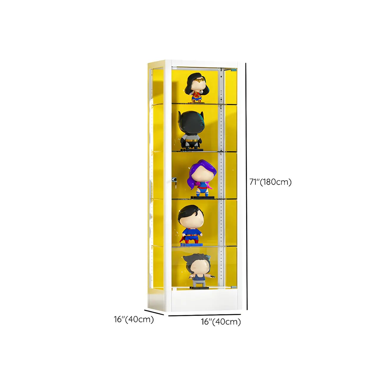 Adjustable Shelves White Glass Locking Curio Cabinet