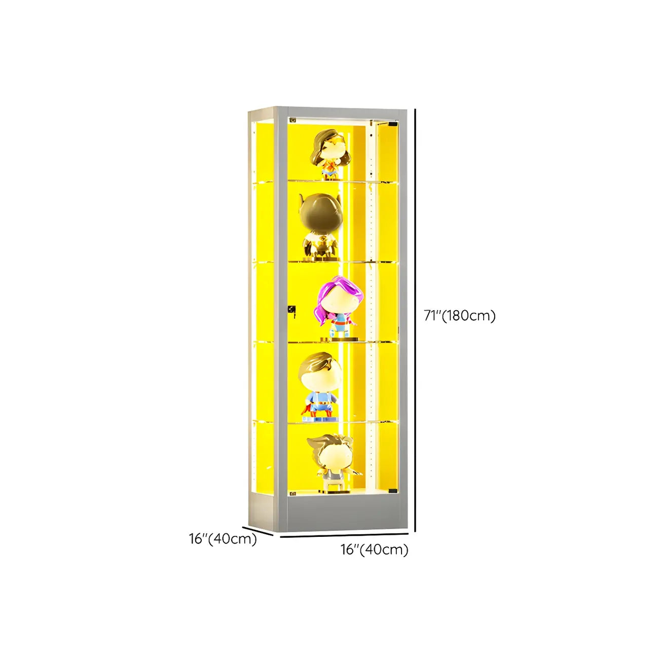 Adjustable Shelves White Glass Locking Curio Cabinet
