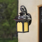 Durable Rustic Rectangle Outdoor Metal Wall Lantern Sconce