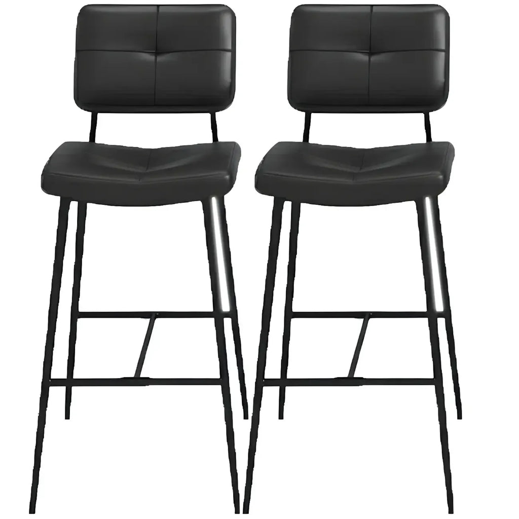Black Leather Saddle Low Back Counter Bar Stools for Kitchen