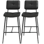 Black Leather Saddle Low Back Counter Bar Stools for Kitchen