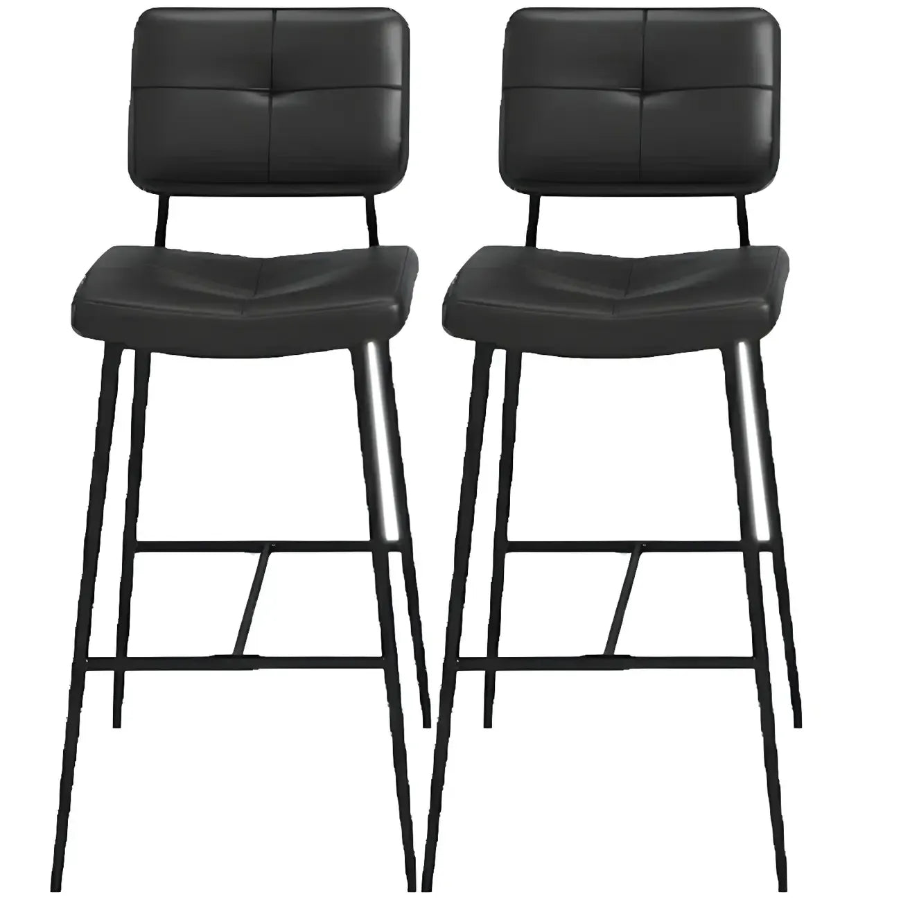 Black Leather Saddle Low Back Counter Bar Stools for Kitchen