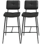Black Leather Saddle Low Back Counter Bar Stools for Kitchen