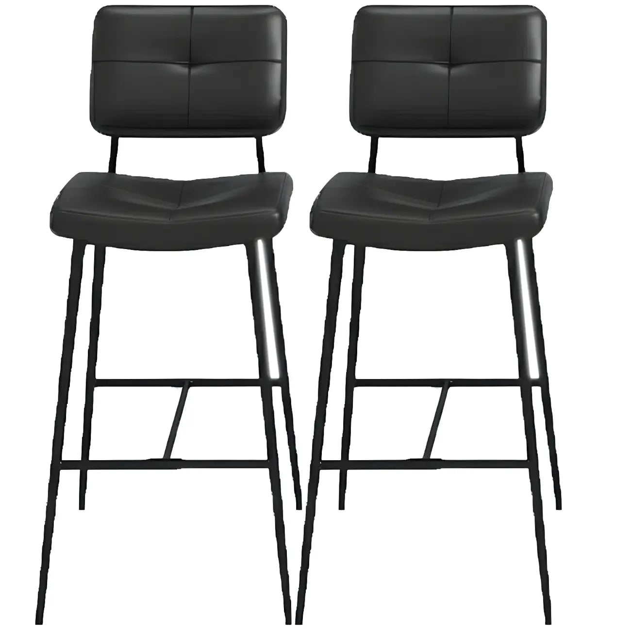 Black Leather Saddle Low Back Counter Bar Stools for Kitchen