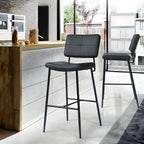 Black Leather Saddle Low Back Counter Bar Stools for Kitchen