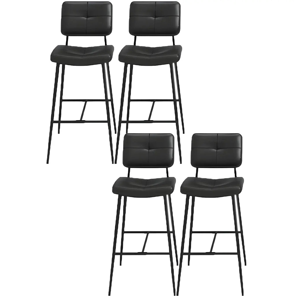 Black Leather Saddle Low Back Counter Bar Stools for Kitchen