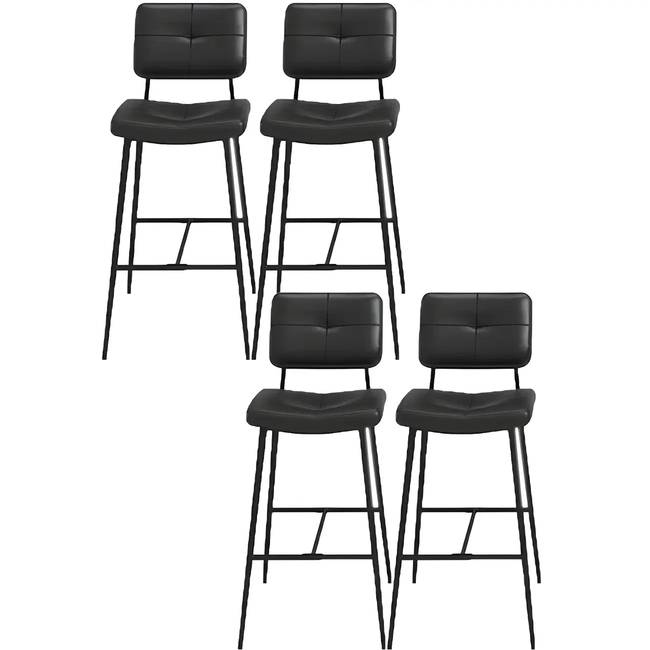 Black Leather Saddle Low Back Counter Bar Stools for Kitchen