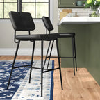 Black Leather Saddle Low Back Counter Bar Stools for Kitchen