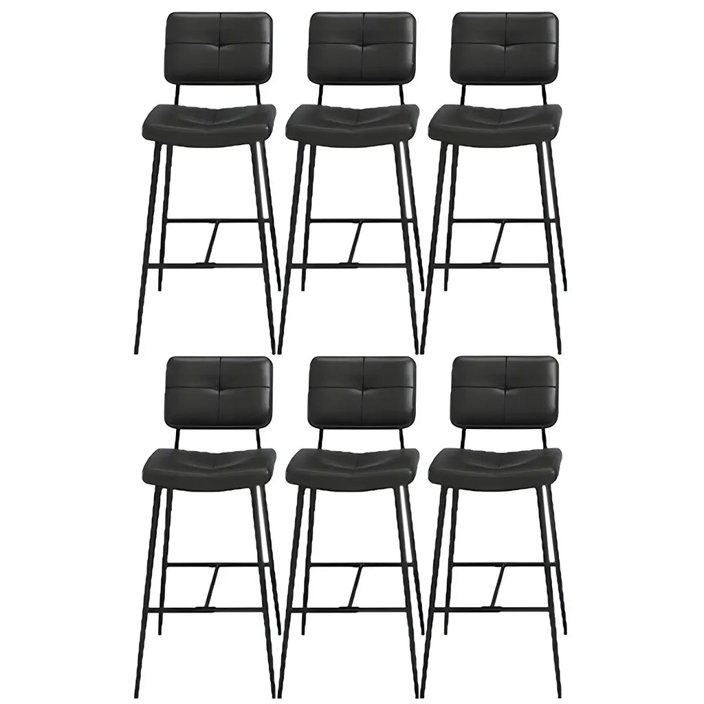 Black Leather Saddle Low Back Counter Bar Stools for Kitchen