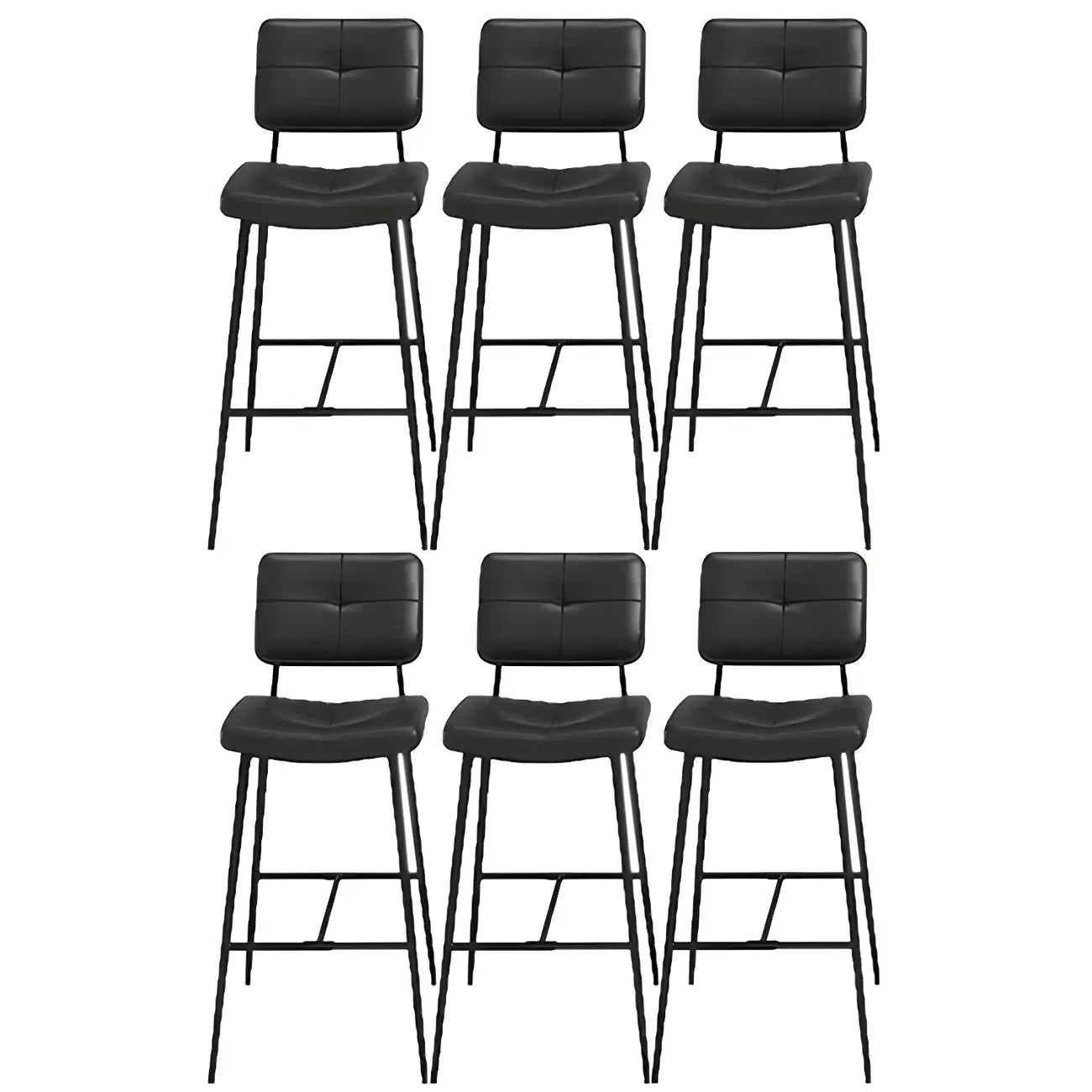 Black Leather Saddle Low Back Counter Bar Stools for Kitchen