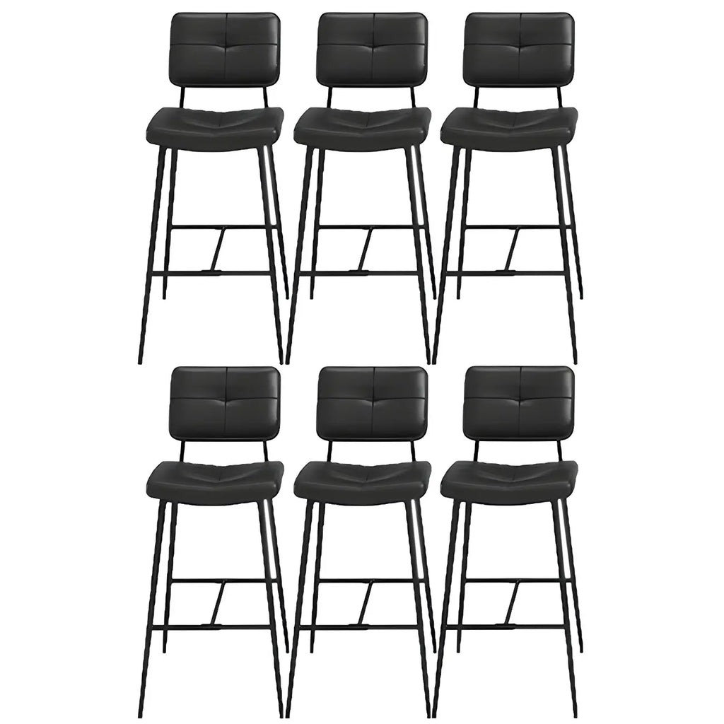 Black Leather Saddle Low Back Counter Bar Stools for Kitchen