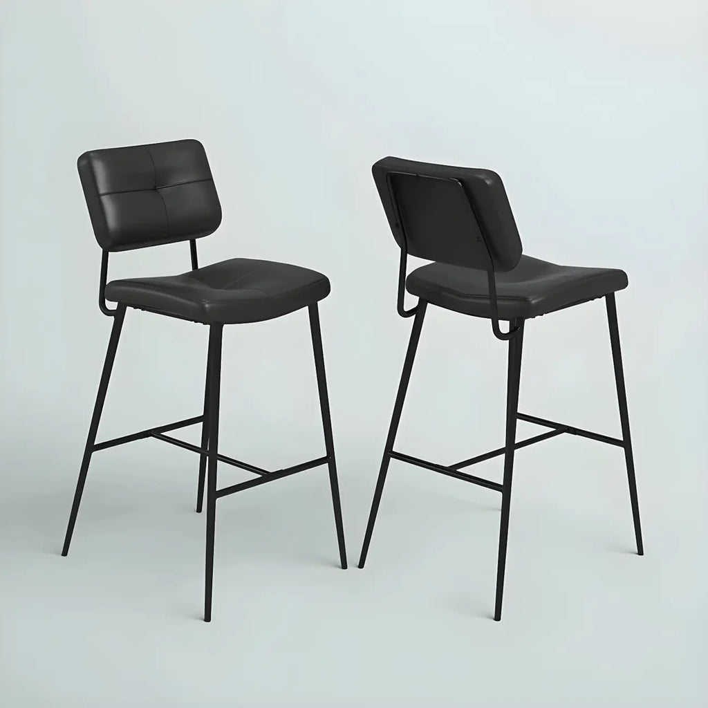 Black Leather Saddle Low Back Counter Bar Stools for Kitchen