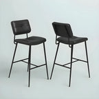 Black Leather Saddle Low Back Counter Bar Stools for Kitchen