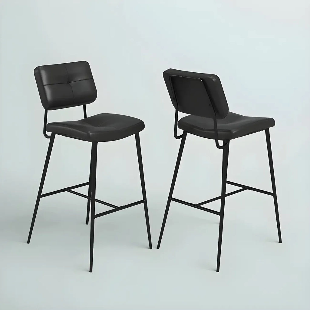 Black Leather Saddle Low Back Counter Bar Stools for Kitchen
