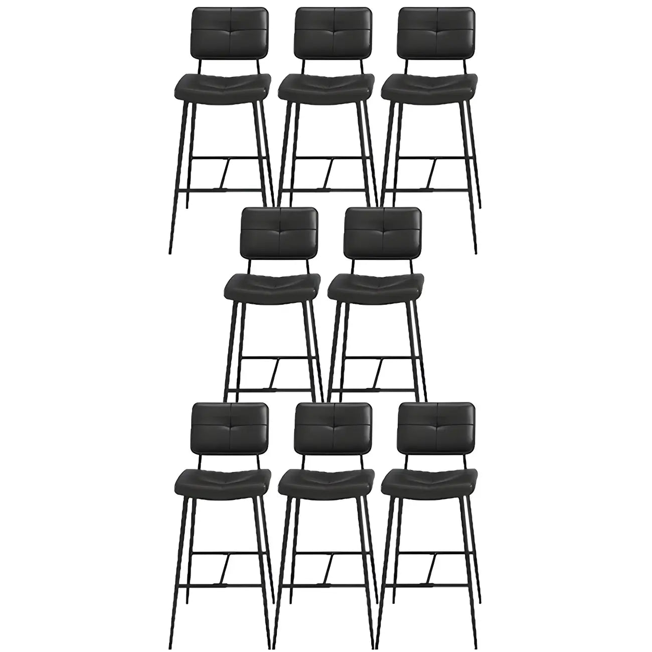 Black Leather Saddle Low Back Counter Bar Stools for Kitchen