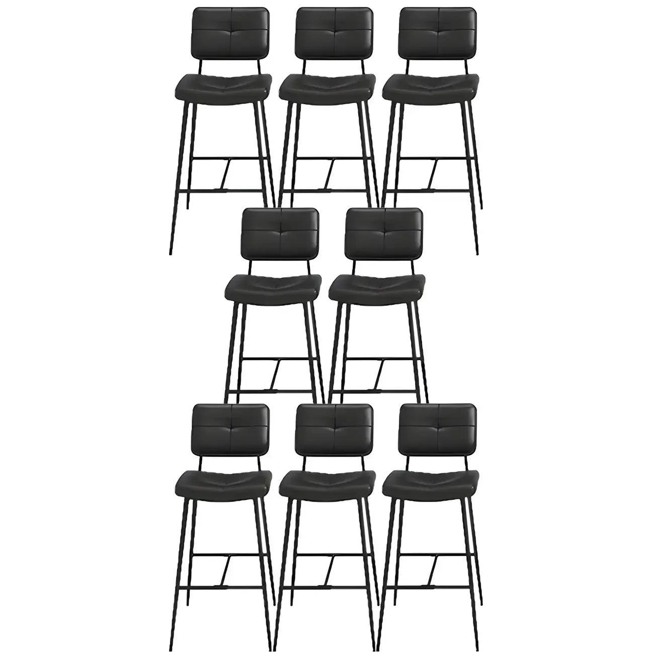 Black Leather Saddle Low Back Counter Bar Stools for Kitchen