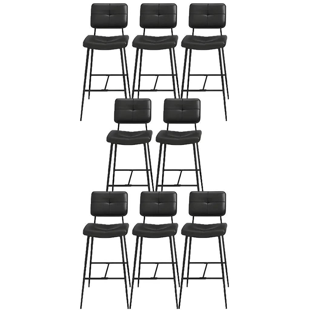Black Leather Saddle Low Back Counter Bar Stools for Kitchen