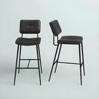 Black Leather Saddle Low Back Counter Bar Stools for Kitchen