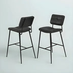 Black Leather Saddle Low Back Counter Bar Stools for Kitchen