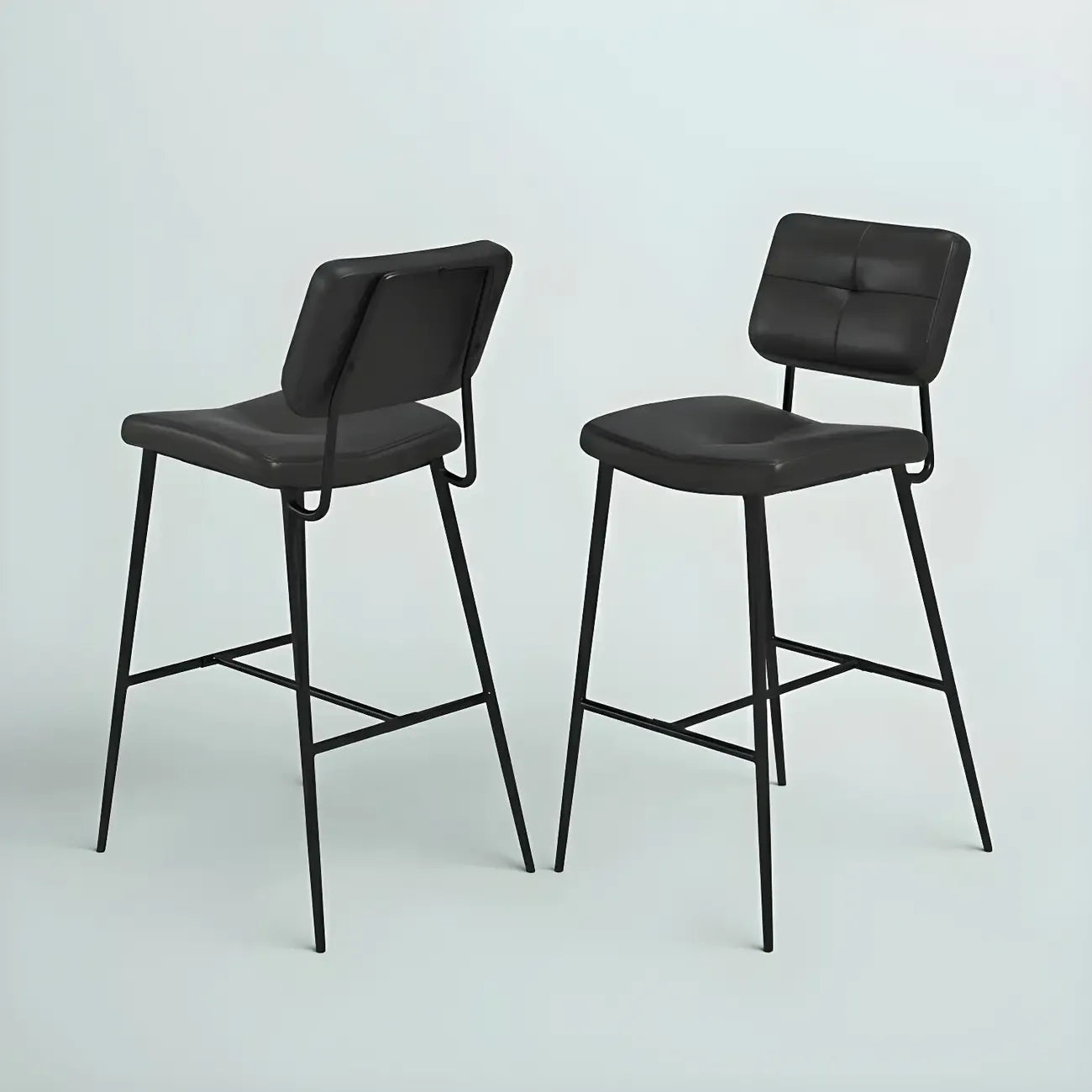 Black Leather Saddle Low Back Counter Bar Stools for Kitchen