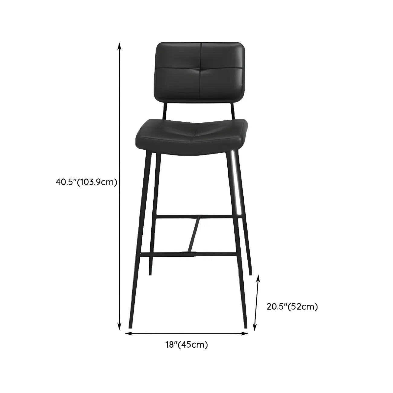 Black Leather Saddle Low Back Counter Bar Stools for Kitchen