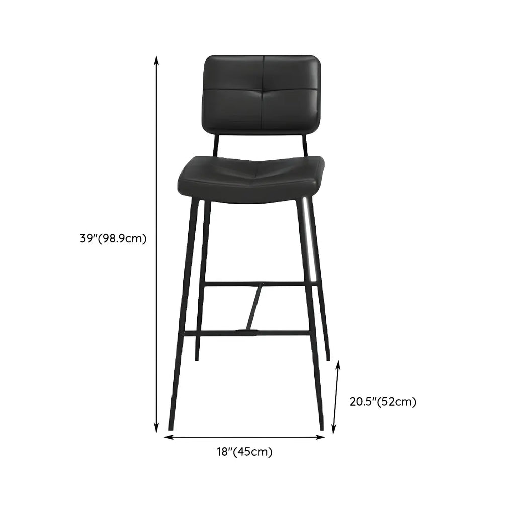 Black Leather Saddle Low Back Counter Bar Stools for Kitchen