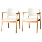 Modern Upholstered Rubberwood Arm Dining Chair Set of 2