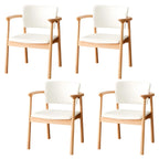 Modern Upholstered Rubberwood Arm Dining Chair Set of 2