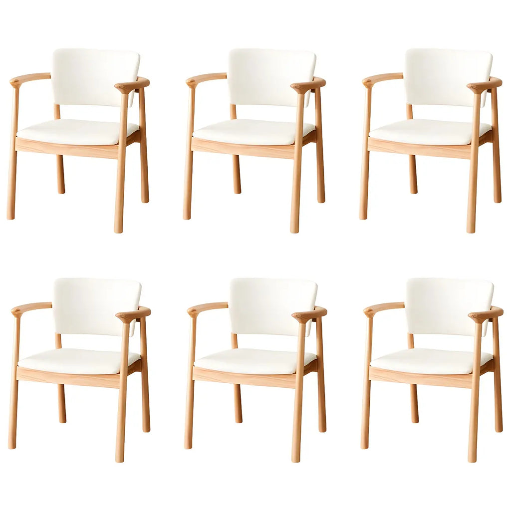 Modern Upholstered Rubberwood Arm Dining Chair Set of 2