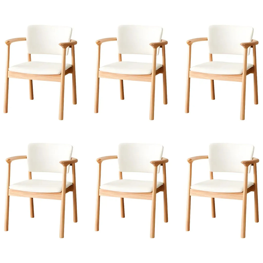 Modern Upholstered Rubberwood Arm Dining Chair Set of 2