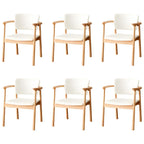 Modern Upholstered Rubberwood Arm Dining Chair Set of 2