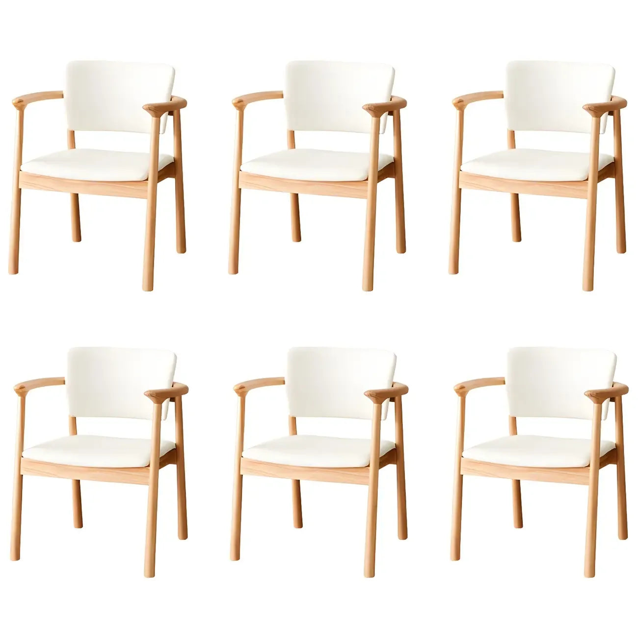 Modern Upholstered Rubberwood Arm Dining Chair Set of 2