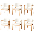 Modern Upholstered Rubberwood Arm Dining Chair Set of 2