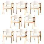 Modern Upholstered Rubberwood Arm Dining Chair Set of 2